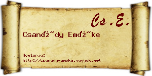 Csanády Emőke névjegykártya